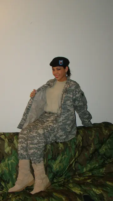 Brunette MILF Strips Out of Her Military Lingerie and Uniform