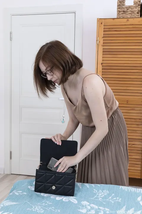 Petite Woman in Glasses Pulls Panties Aside for Dildo – photo 1 of 21