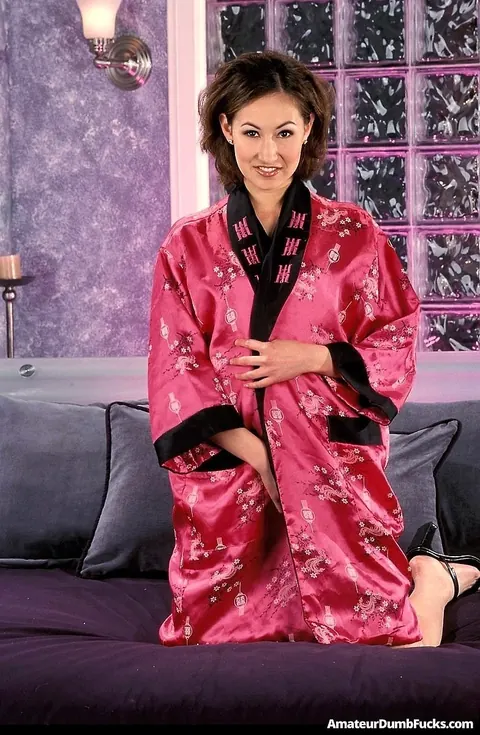 Asian Brunette Drops Her Robe and Spreads Her Pussy Wide – photo 1 of 21