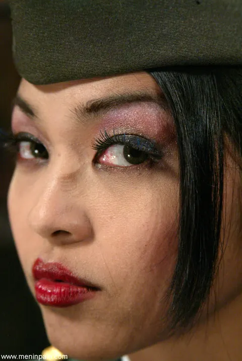 Mika Tan: Busty Asian Brunette in a Military Uniform Dominates Soldiers in a Threesome – photo 6 of 20