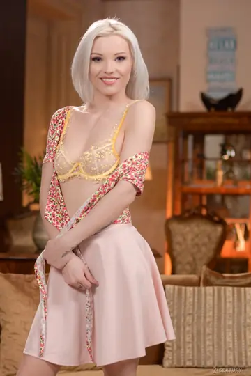 Shalina Divine – Blonde and Brunette in Lingerie and Skirts Lick Pussy in Lesbian Play