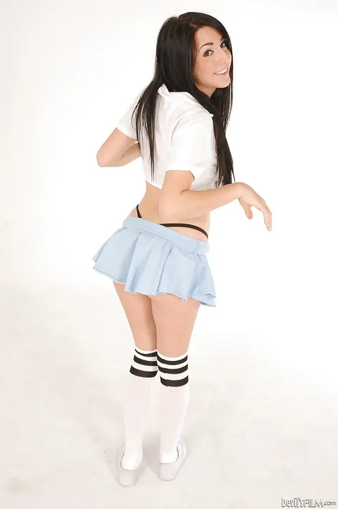 Kimmy Kay: Brunette with Small Natural Tits Strips to Panties and Socks – photo 6 of 16