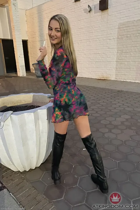 Lily Adams: Blonde with Natural Tits Strips on Patio Swing – photo 21 of 21