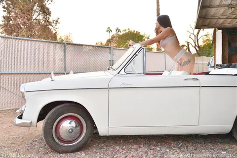 Ashley Wolf: Thick Brunette MILF Strips Out of Her Lingerie in Convertible – photo 15 of 21