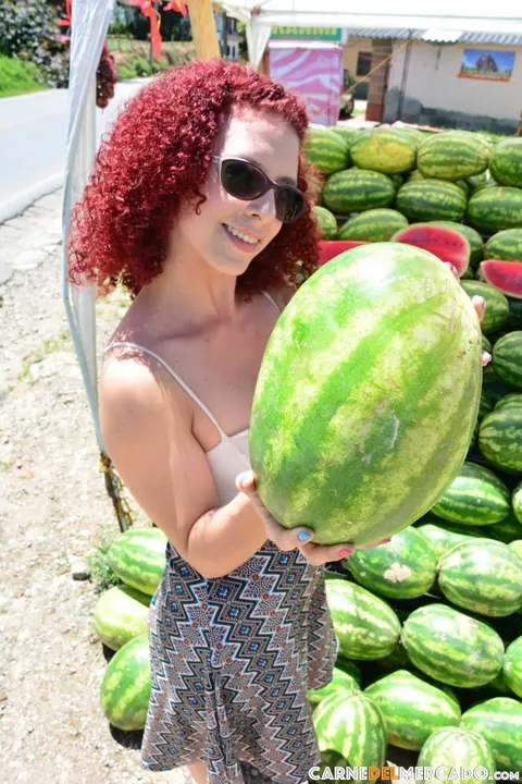 Elisa Odiosa: Curly Redhead Latina in Glasses Strips and Spreads Outdoors – photo 3 of 17