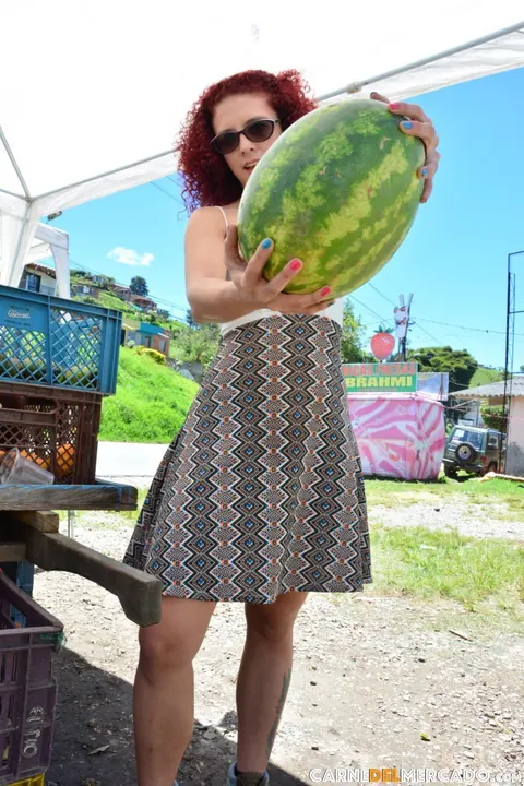 Elisa Odiosa: Curly Redhead Latina in Glasses Strips and Spreads Outdoors – photo 12 of 17