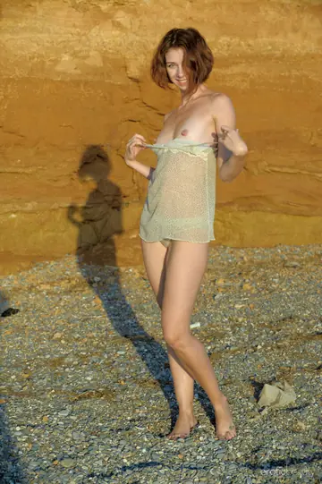 European PAWG Drops Her Lingerie and Spreads on a Rocky Beach