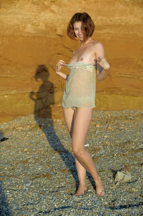 European PAWG Drops Her Lingerie and Spreads on a Rocky Beach – photo 1 of 16