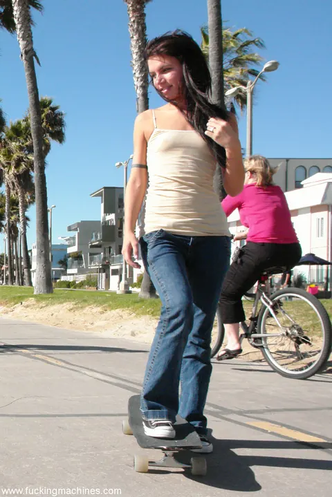 Micah Moore: Brunette in Handcuffs Masturbates with a Dildo and Squirts Outdoors – photo 17 of 21
