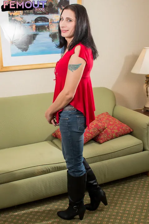 Trans Woman Undresses and Stands Nude Showing Her Full Body – photo 3 of 16