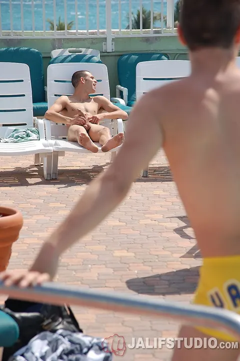 Lean Guy Sucks Partner and Gets Fucked Poolside – photo 1 of 21