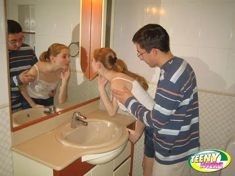Ginger Nadin: Redhead in Shorts Fucks Her Man in the Bathroom – photo 2 of 16