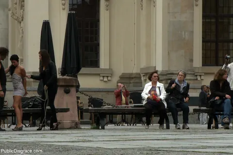 Tina Dove: Woman Restrained in Bondage Outdoors in a Public Place – photo 19 of 21