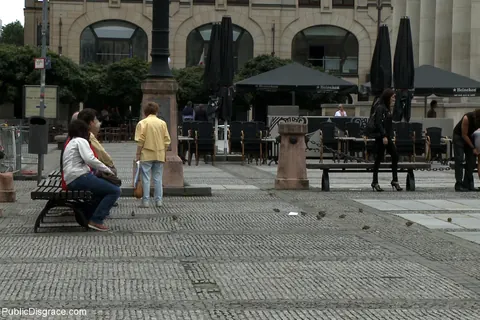 Tina Dove: Woman Restrained in Bondage Outdoors in a Public Place – photo 10 of 21