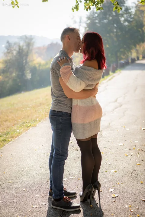 Kathy Fuckdoll: Busty Redhead MILF in Pantyhose Gets Stripped and Fucked Outdoors – photo 2 of 18
