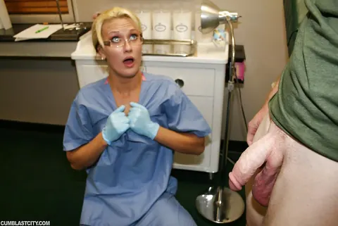 JC Simpson: Tall Blonde Nurse in Glasses Gives Her Partner a Handjob – photo 16 of 16