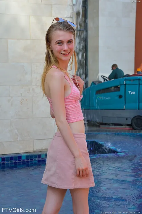 Charlotte Carmen: Blonde with Natural Tits Flashes and Spreads Her Pussy in Public – photo 6 of 16