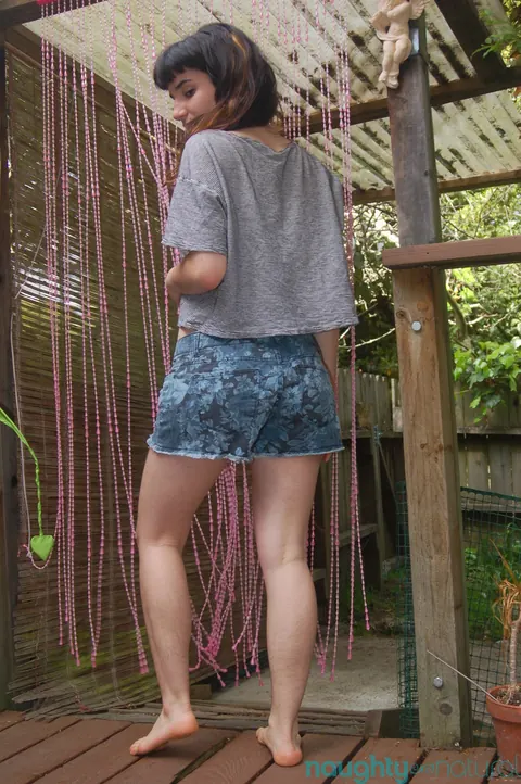 Petite Brunette PAWG Shows Her Hairy Pussy and Armpits Outdoors – photo 3 of 20