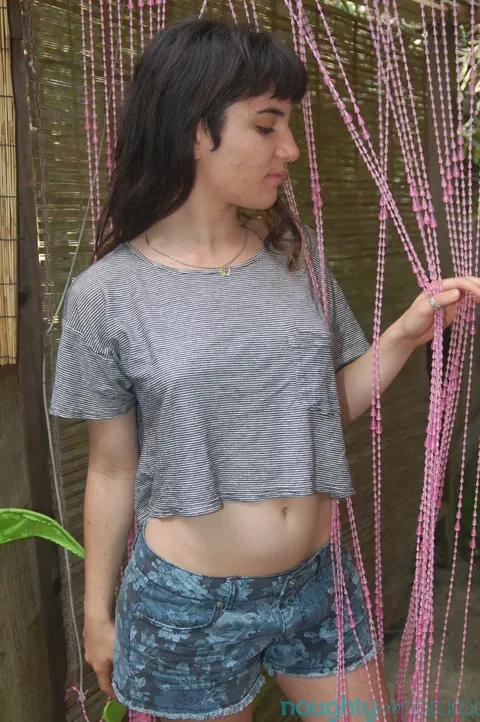 Petite Brunette PAWG Shows Her Hairy Pussy and Armpits Outdoors – photo 2 of 20