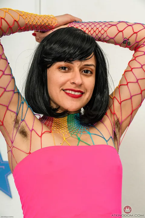 Andy Moon: Petite Latina with Short Hair Shows Her Hairy Pussy – photo 1 of 21