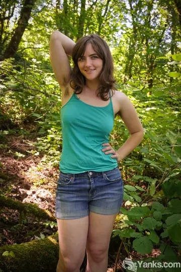 Amateur Brunette PAWG Undresses and Fingers Her Pussy in Woods