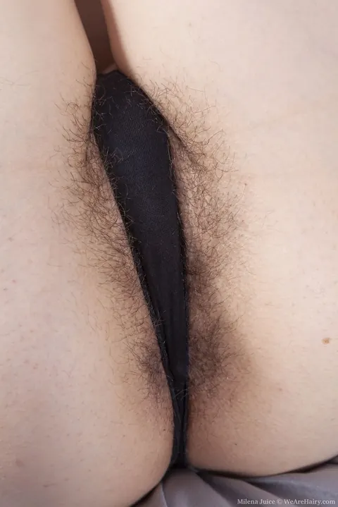 Milena Juice: Slim Brunette in Panties Spreads Her Hairy Bush – photo 7 of 16