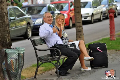 Sunny Diamond: Busty Blonde in Stockings and Uniform Sucks and Fucks Outdoors – photo 1 of 14