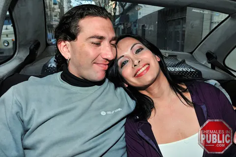 Trans Woman Has Sex with Her Partner in a Car Outdoors – photo 1 of 21