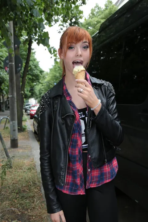 Anny Aurora: German Redhead in Glasses Flashes Her Big Tits Outdoors with Ice Cream – photo 11 of 17