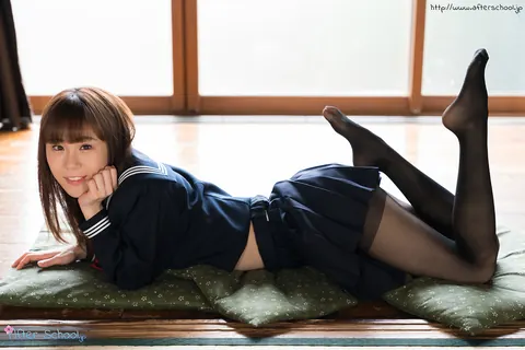 Yuzu Kitagawa: Slim Japanese Brunette Strips Out of Her Skirt on a Cushion – photo 2 of 16