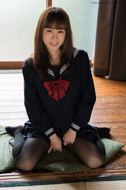 Yuzu Kitagawa: Slim Japanese Brunette Strips Out of Her Skirt on a Cushion – photo 3 of 16