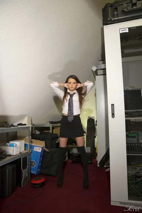 Hungarian Brunette Strips Off Her Work Uniform and Spreads in the Office – photo 3 of 21