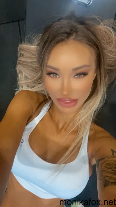 Monika Fox: Petite Blonde Spreads Her Legs and Shows Her Pierced Tits at the Gym – photo 15 of 15