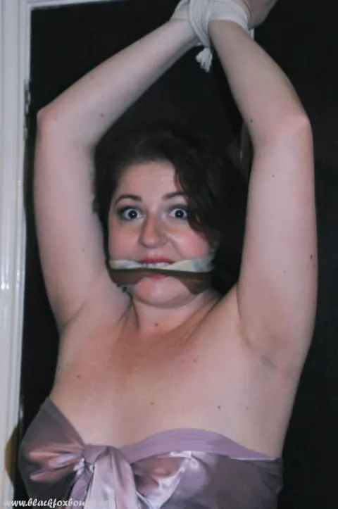Curvy Brunette MILF Bound and Gagged Wearing Nipple Clamps – photo 9 of 16