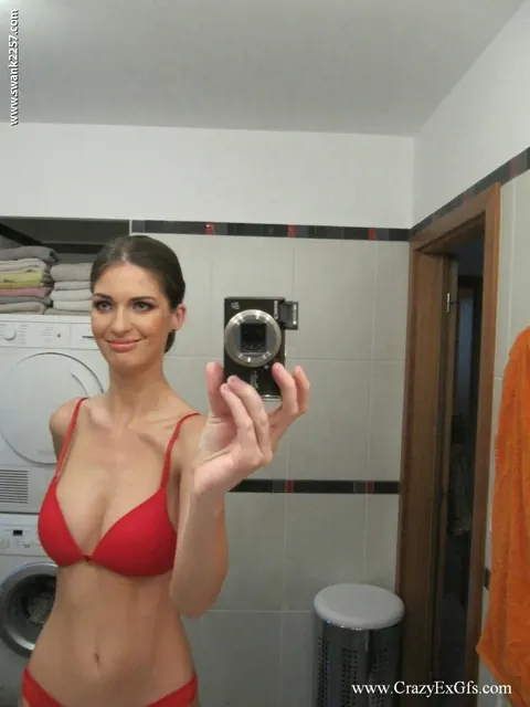 Busty Babe Strips Out of Her Lingerie in a Mirror Selfie – photo 1 of 16