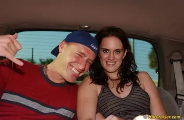 Brunette MILF Sucks Cock and Gets Fucked in the Car