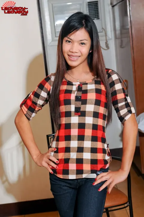 Asian Trans Woman Undresses and Poses Nude with Bent Knee – photo 2 of 16