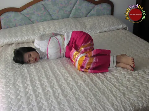 Asian Brunette Tied Up and Cleave Gagged in the Bedroom – photo 5 of 16