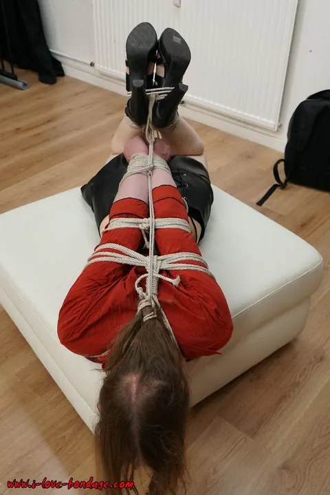 Woman in High Heels Hogtied and Gagged in Bondage – photo 5 of 16