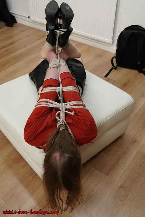 Woman in High Heels Hogtied and Gagged in Bondage – photo 4 of 16