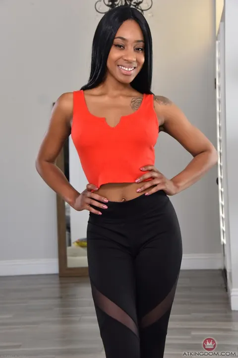 Lala Ivey: Ebony Brunette Undresses and Shows Her Natural Tits and Holes – photo 1 of 21