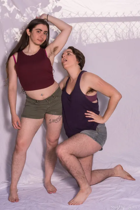 Harley Hex: Two Hairy Brunettes Strip Nude and Pose Together Showing Tattoos – photo 3 of 21