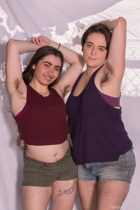 Harley Hex: Two Hairy Brunettes Strip Nude and Pose Together Showing Tattoos – photo 2 of 21