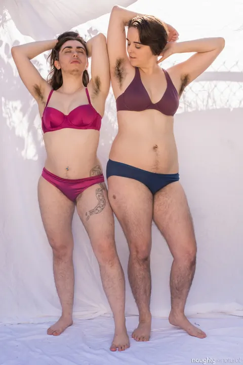 Harley Hex: Two Hairy Brunettes Strip Nude and Pose Together Showing Tattoos – photo 14 of 21