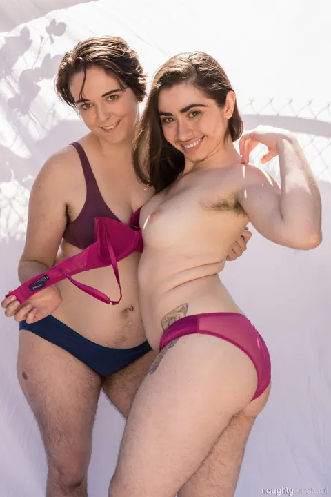 Harley Hex: Two Hairy Brunettes Strip Nude and Pose Together Showing Tattoos – photo 17 of 21