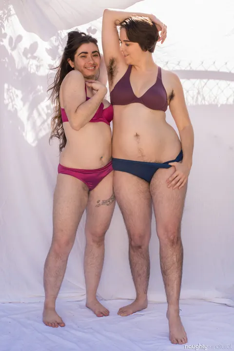 Harley Hex: Two Hairy Brunettes Strip Nude and Pose Together Showing Tattoos – photo 13 of 21