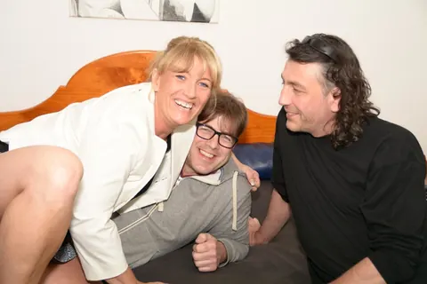 Annette Liselotte: German Brunette in Glasses Handles Two Men in a Threesome – photo 2 of 16