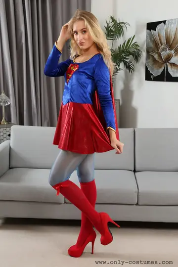 European Woman Poses in a Costume Uniform