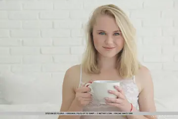 Blonde in Lingerie Peels It Off and Spreads Her Shaved Pussy