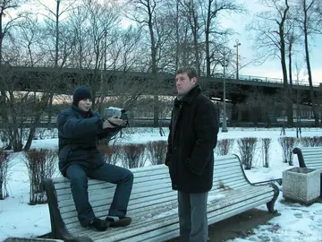 Skinny Short-Haired MILF Gets Fucked Outdoors by Two Men